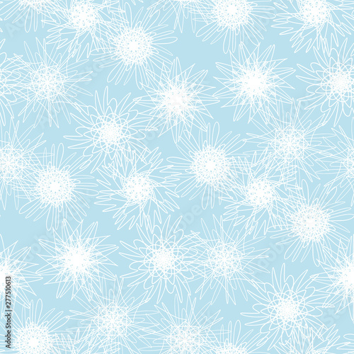 Tender xmas snowflakes geometric seamless pattern
