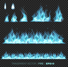 Collection Of Blue Realistic Fire Flames