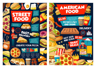 Sticker - Fast food burger, pizza, hot dog, fries and soda