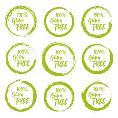 Wall Mural - Set of gluten free grunge label sticker on a white background