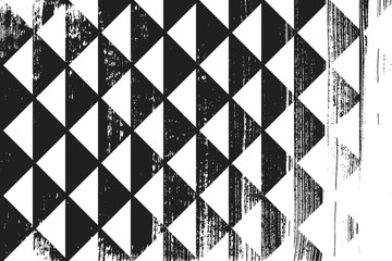 Canvas Print - Grunge abstract geometric pattern. Horizontal black and white backdrop.