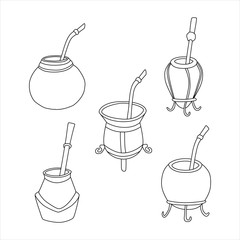 Wall Mural - Set of yerba mate tea - calabash and bombilla. Accessory for drink mate.