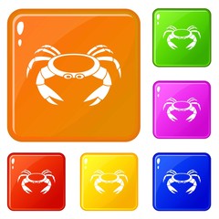 Wall Mural - Raw crab icons set collection vector 6 color isolated on white background