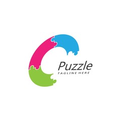 Wall Mural - puzzle logo vector icon template