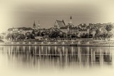 Fototapeta Łazienka - Warszawa panorama Starego Miasta nad Wisłą w nocy