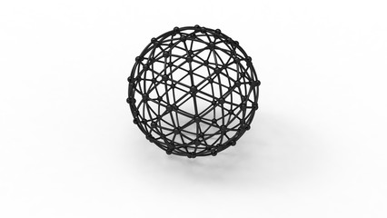 Wall Mural - 3d rendering of a geodesic phere wireframe isolated in white background