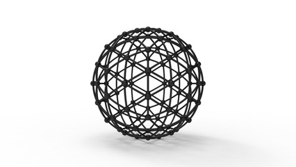 Wall Mural - 3d rendering of a geodesic phere wireframe isolated in white background