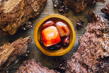 Sticker - Bowl of Carnelian in Wood Frame