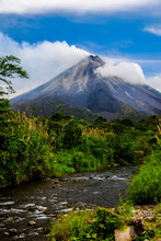 The Classic Cone Shape Of Arenal Volcano In Costa Rica.