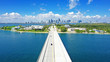 Rickenbacker Causeway with back to Miami Downtown View