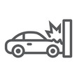Traffic accident line icon, disaster and auto, car crash sign, vector graphics, a linear pattern on a white background.
