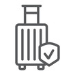 Baggage insurance line icon, protection and luggage, travel safety sign, vector graphics, a linear pattern on a white background.