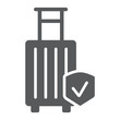 Baggage insurance glyph icon, protection and luggage, travel safety sign, vector graphics, a solid pattern on a white background.