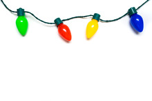 Colorful Christmas Lights On A White Background