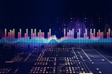 Audio waveform abstract technology background