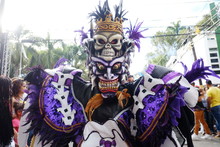 2018.02.17 The Carnival In The Dominican Republic, La Vega City, Man In The Suit Of The Monster Of The Dark Forces Is Walking On The Parade And Carnival