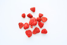 Freeze-dried Strawberries Isolated On White Background.