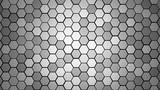 Fototapeta  - Honeycomb Grid tile random background or Hexagonal cell texture. in color gray or grey with difference border space. And vignette dark border shadow. With 4k resolution.