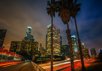 Wall Mural - Night traffic in Los Angeles, CA, USA