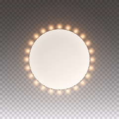 Wall Mural - light circle banner isolated on transparent background. vector hollywood bulbs round frame or casino