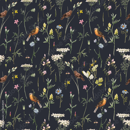 Watercolor floral vector pattern