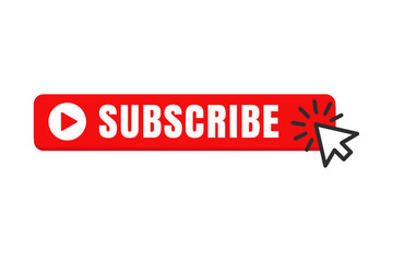 Poster - Subscribe button color with mouse pointer vector sign isolated on white background illustration for graphic and web design. 