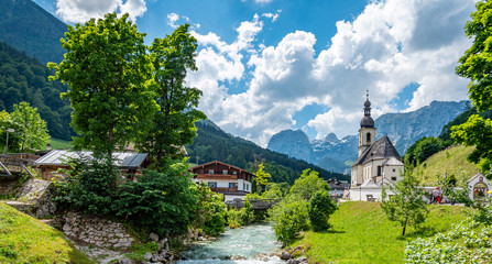 Wall Mural - Panorama Pfarrkirche St. Sebastian in Ramsau