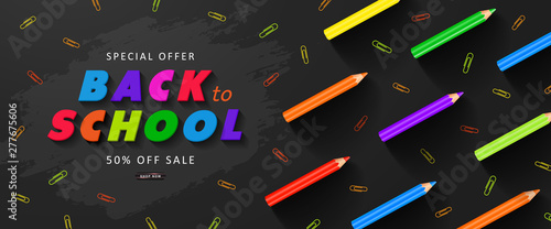 Special Offer Back To School Sale Advertising Banner With