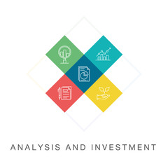 Wall Mural - ANALYSIS AND INVESTMENT LINE ICON SET