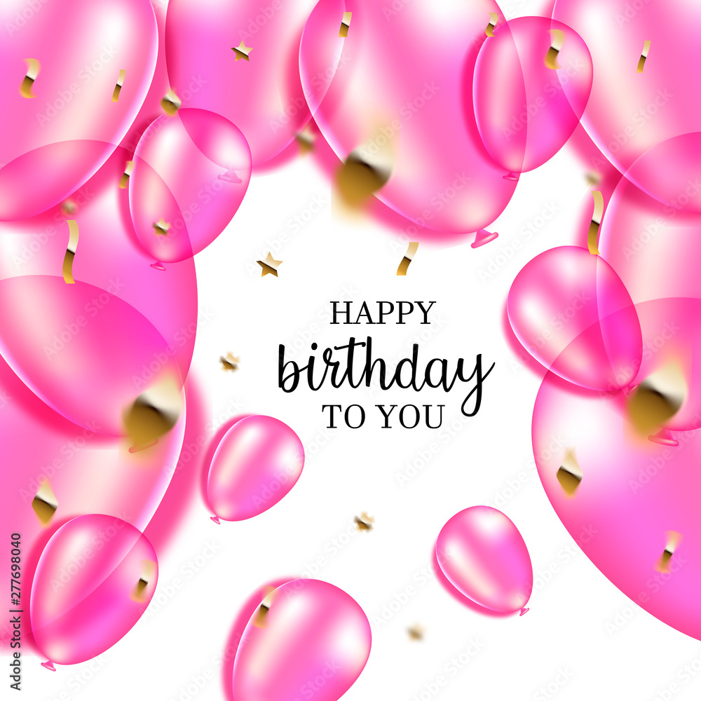 Happy Birthday background. Pink Balloons. Stock Vector | Adobe Stock