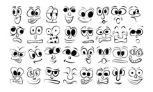 Cartoon Faces Expressions Vector Set
