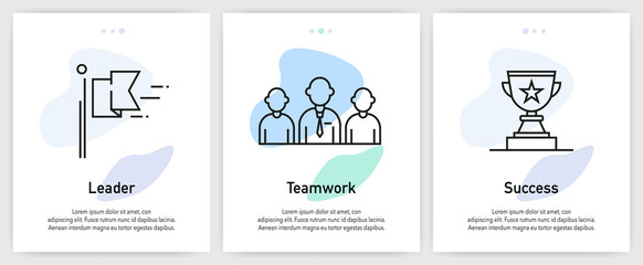 Business Icons for Website and mobile app onboarding screens vector template stock illustration
