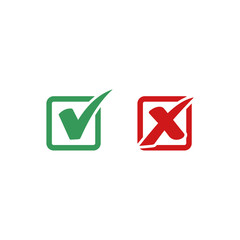 Aufkleber - Green check mark and red cross icon symbol template black color editable vector sign isolated on white background illustration for graphic and web design.