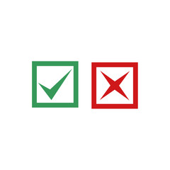 Aufkleber - Green check mark and red cross icon symbol template black color editable vector sign isolated on white background illustration for graphic and web design.