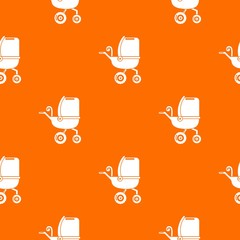 Canvas Print - Baby carriage tricycles pattern vector orange for any web design best