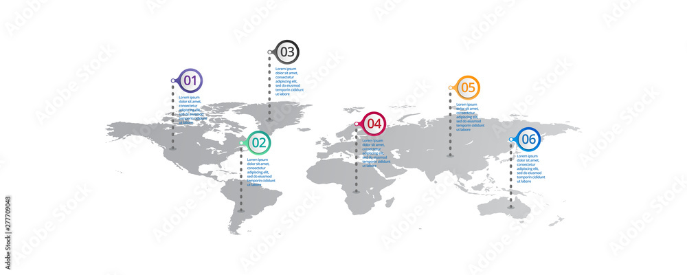 world map Infographic template with icons options . world infographic . business infographic for presentations, layout, banner, chart, info graph. - obrazy, fototapety, plakaty 