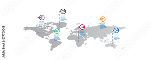 Cuadros en Lienzo world map Infographic template with icons options