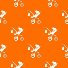 Sticker - Baby carriage classy pattern vector orange for any web design best