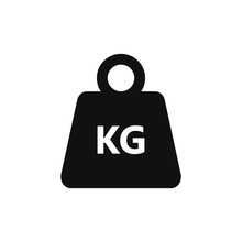 Icon Kilogram Weight. Isolated Sign Metal Old Kg Weight On White Background. Vector Illustration