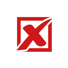 Fototapete - red cross mark icon template color editable. Symbol No or X button for correct, vote, check, not approved, error, wrong and failed decision. vector sign isolated on white background