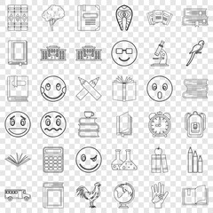 Wall Mural - Calculator icons set. Outline style of 36 calculator vector icons for web for any design