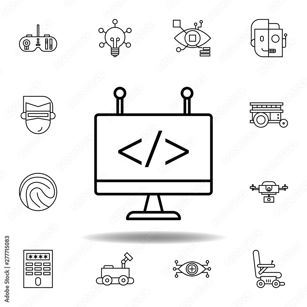 Robotics coding outline icon. set of robotics illustration icons. signs ...