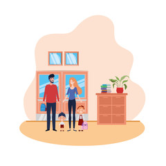 Poster - couple of parents with children avatar character