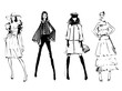 © pylypchuk25 - Fashion models silhouettes sketch hand drawn , vector illustration. Elegance. Monochrome. Girl in the dress