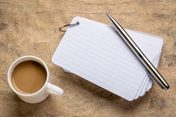 Poster - blank index cards with coffee