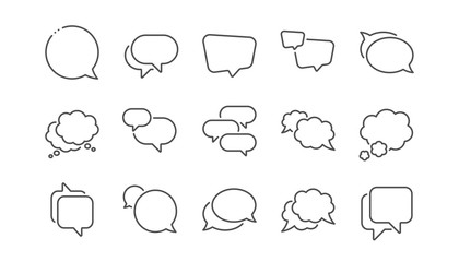 speech bubbles line icons. social media message, comic bubbles and chat. think sticker, comment spee