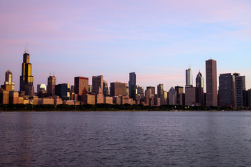 Wall Mural - Chicago downtown skyline Cityscape from Lake Michigan