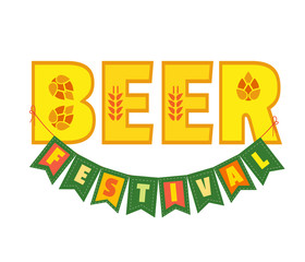 Wall Mural - Beer fest hand drawn flat color vector lettering