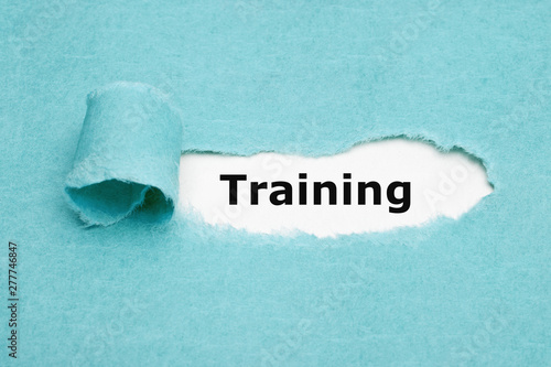 Fotomural Word Training Blue Torn Paper Concept