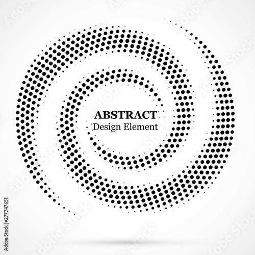 Black abstract vector circle frame halftone dots design element.Halftone effe...